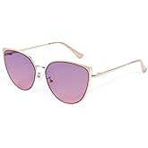 ZESAKER Cat Eye Sunglasses for Women Fashion Oversized Metal Frame Cateye Shades UV400 Protection Vintage Sun Glasses