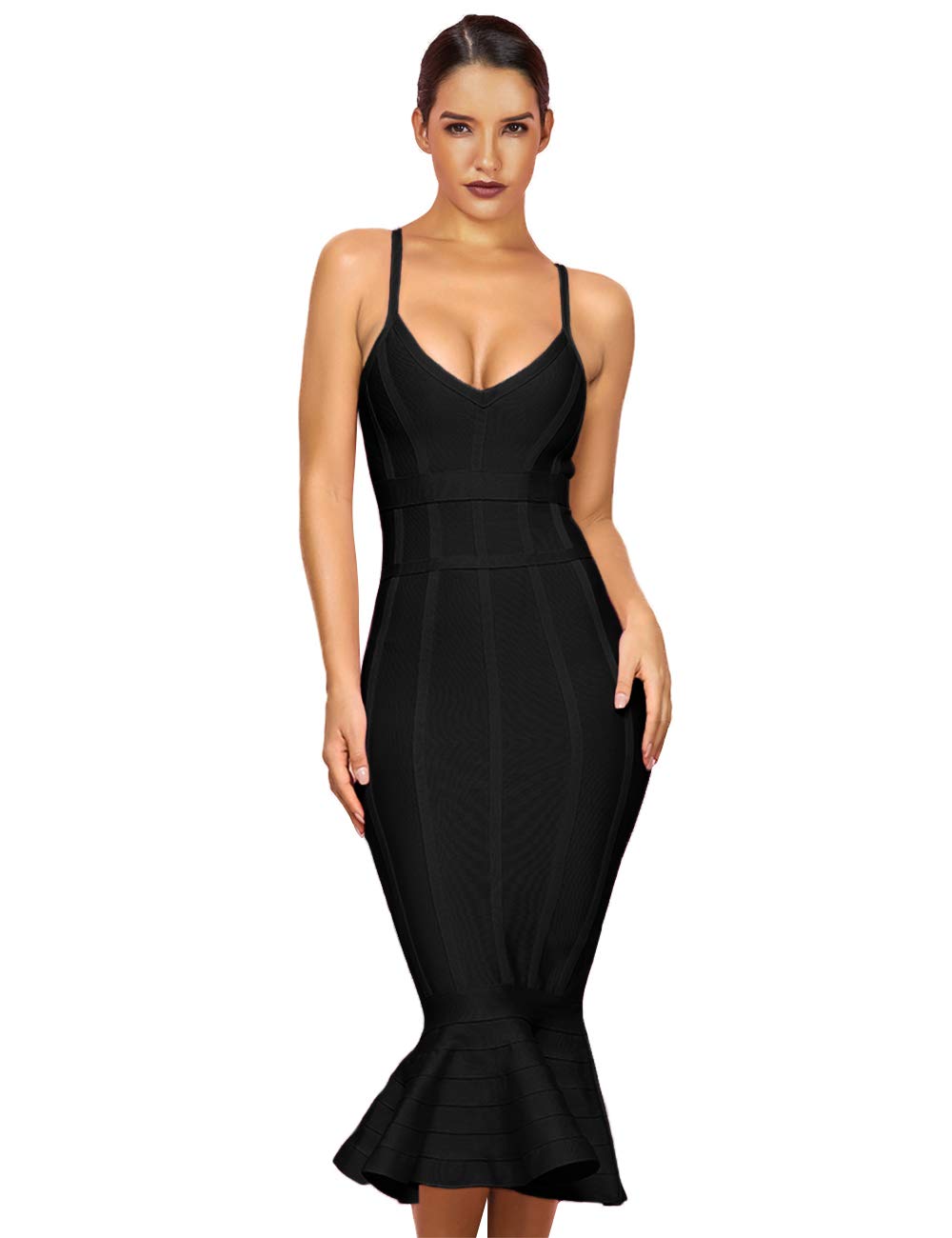 Bandage Dress Spaghetti Strap Red  Dress Bodycon Mermaid Sleeveless Dresses