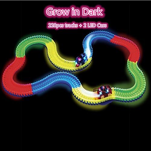 Magic Tracks Bend Flex Glow in the Dark Assembly Toy luminous 220pcs Race Track + 2pc LED Race Car