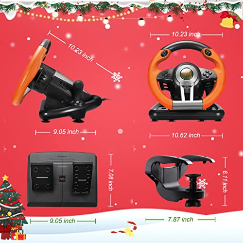 PXN V3III PS4 Racing Wheel 180° PC Steering Wheel and Dual Motors Vibration, Racing Wheel with