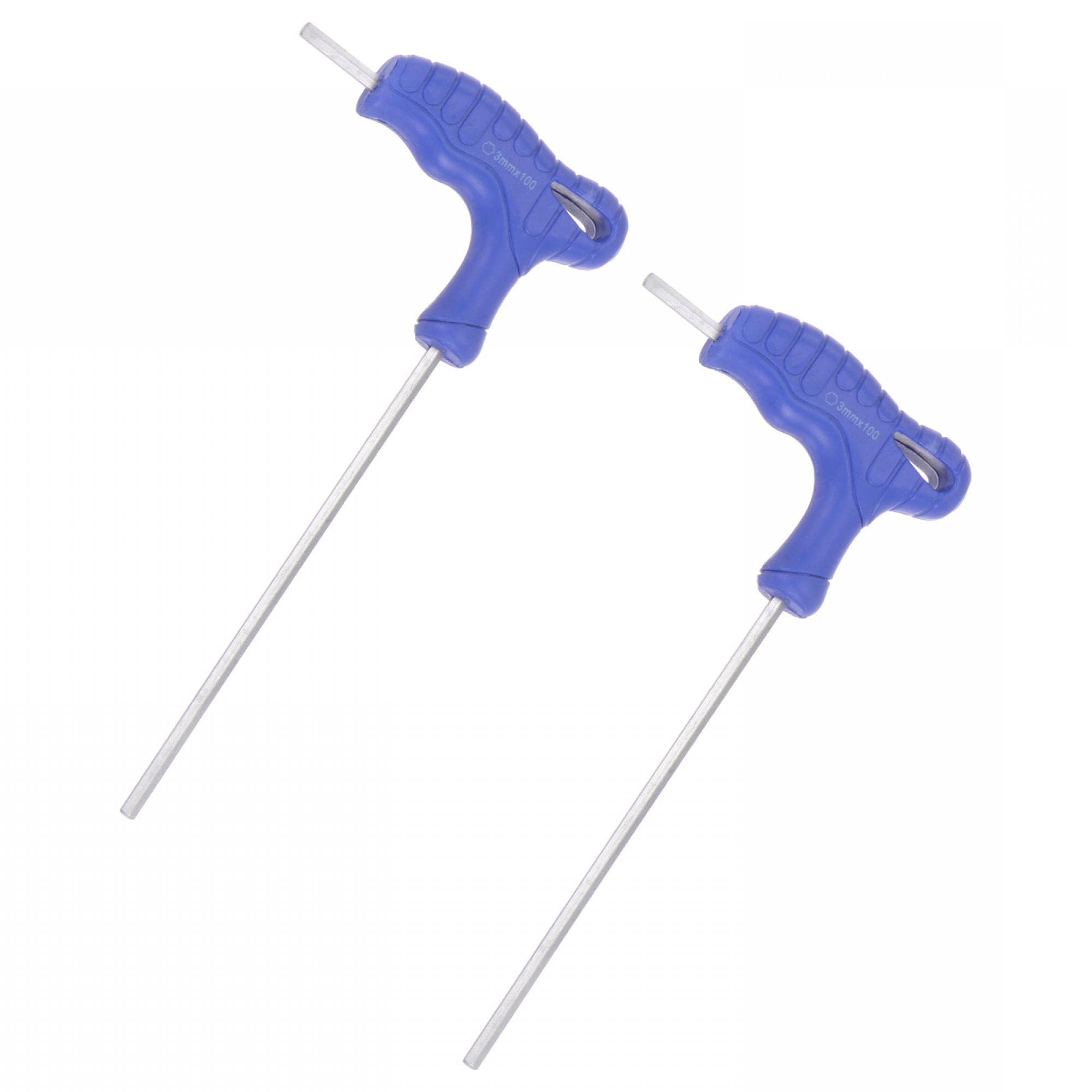 Unifizz 3mm Metric T-Handle Hex Key Dual Flat Head Hexagon Wrench Spanner Cr-V Steel Allen Key 2 Pcs