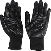 ANGENIL 2 Pcs Heat Resistant Gloves with Silicone Bumps, Black Silicone Anti Slip Heat Proof Gloves, Suitable for irons, Curl
