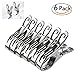 ULTNICE 6 Pack Stainless Steel Large Beach Bath Towel Clips, Heavy Duty Clothes Hanger Clamp- Keep Your Towels From Blowing Away