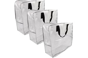 Bokynu Clear Storage Bags with Zipper, Halloween Christmas Wreath Storage Container, Large Square Gift Bag Storage Organizer, Garland Decor Organizer, Wreath Carrier Bag & Case 25" 3-Pack