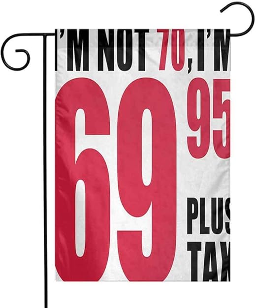 Eastlif Drapeau Exquis De Jardin 70e Anniversaire Drole Slogan Comme 69 Plus Citation Fiscale Anniversaire Personnes Agees Fete Pour Toutes Les Saisons Et Les Jours Feries Corail Noir Et Blanc Amazon Fr Jardin