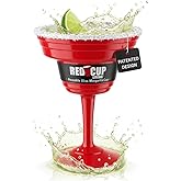 Red Cup Living Reusable Plastic Margarita Glasses with Stem 15 oz – Shatterproof Cocktail Cups, Durable Party Stemware for Pool, Patio & Outdoor,st patricks day accessories & spring break essentials