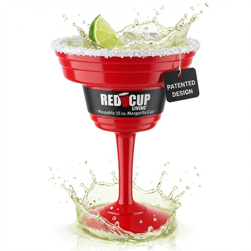 Red Cup Living Reusable Margarita Cup, 15-Ounce, Red