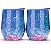 NEWBEA 2pcs Wine Tumbler with Lid, 12 Oz Double Wall Vacuum Insulated Stemless Glass, Stainless Steel Wine Cup for Wine, Coffee, Drinks, Champagne, Cocktails