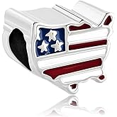 MZC Jewelry American USA Flag Charm Compatible with Pandora Bracelet