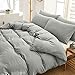 BOBforyou 3 Pieces Duvet Cover Queen,Stone Washed Yarn Dyed Microfiber Duvet Cover Set,Ultra Soft and Easy Care,Simple Style Bedding Set (Gray, Queen)