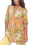 Dokotoo Womens Plus Size Casual Ladies Work Maternity Floral Print Short Half Cuffed Sleeve Fall Blouse Tops Plus Size Orang Large