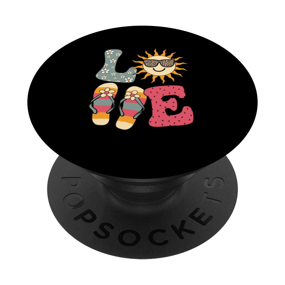 Love Nana Life Flip Flops Hippie Sun Funny Summer Vacation PopSockets Swappable PopGrip