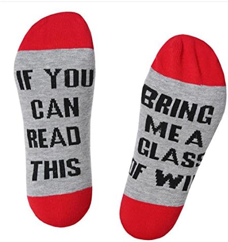 Unisex Cotton Ankle Crew Socks "If You Can Read This Bring Me A Glass of Wine" Funny Beer Socks Christmas Gift