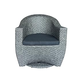 Christopher Knight Home 306022 Koch Outdoor Wicker Swivel Chair, Mixed Black and Dark Gray 51YFGoEOeBL