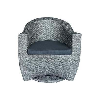 Christopher Knight Home 306022 Koch Outdoor Wicker Swivel Chair, Mixed Black and Dark Gray 51YFGoEOeBL