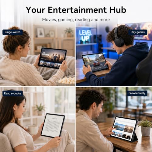 Tablet with keyboard, Android 16 Tablets with 10 Inch HD+IPS Display, 18GB RAM+128GB ROM/ 2TB TF, Gemini AI 3.1, GPS, 5G WiFi & 5MP Camera, 6000mAh, Widevine L1, GMS Certified, 4 Years Warranty