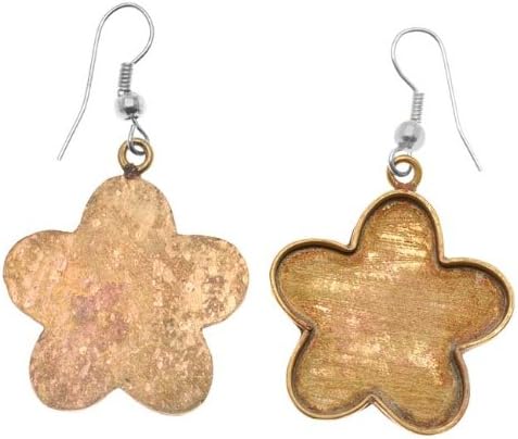Amate Studios Antiqued Brass Retro Flower Bezel Earrings With Hooks 26mm (1 Pair)