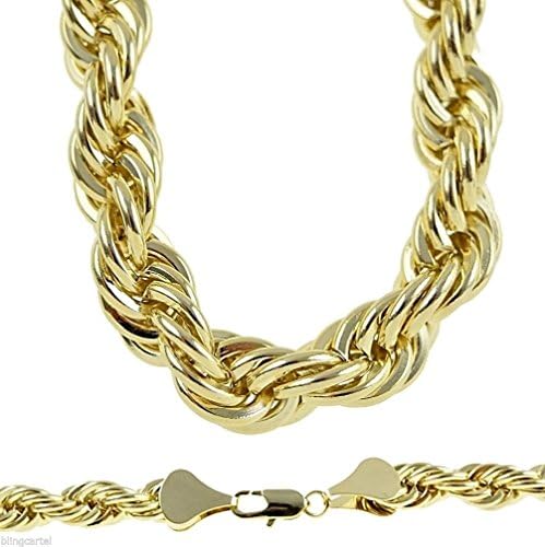 Uer Fashion 30" Rope Chain 10 mm Golden Finish Twisted Long Heavy Big Dookie Hip Hop Necklace