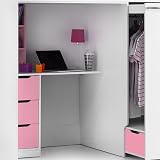happybeds Pegasus High Sleeper Bed with Desk, Pink & White, 3FT view 5