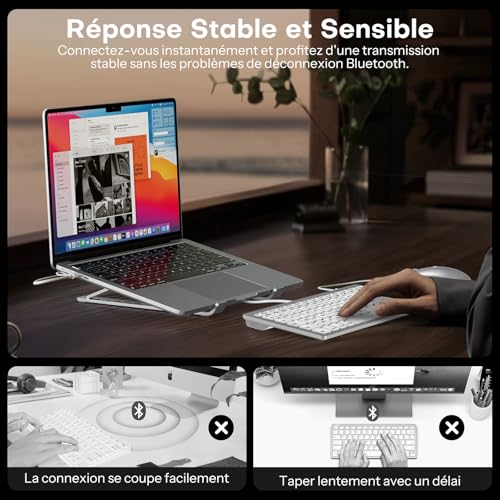 OMOTON Clavier et Souris Filaire pour Mac avec Double Interface, USB et Type-C Compact Ensemble Clavier et Souris Compatible avec Apple MacBook Pro/Air, iMac, Mac Mini, AZERTY FR, Argent