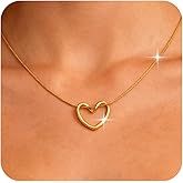 Jean Beau Dainty Open Heart Leaf Pendant Necklace for Women, Cute Simple Love Dangle Chain Necklaces Wedding Valentine Prom Jewelry Gift