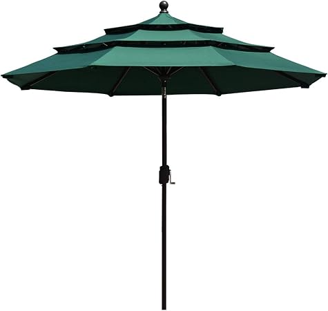 Amazon Com Eliteshade Sunbrella 9ft 3 Tiers Market Umbrella Patio Outdoor Table Umbrella With Ventilation And 5 Years Non Fading Top Forest Green Garden Outdoor