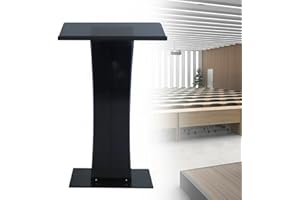 JAYEUW Black Podium, Acrylic Podium Stand for Churches, Portable Lecterns & Podiums Pulpits for Churches, Presentation Clear Podium Stand for Church, Classroom, Stage, Office (Clear - Black)