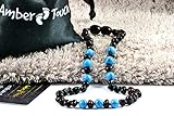 Baltic Amber Teething Necklace For Babies (Unisex)- Drooling Problem & Pain Reduce Properties. Certification Guaranteed - Nature Made - Highest Quality. (Turquoise2)