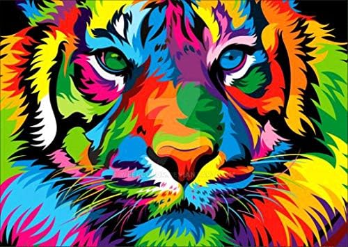 ACITMEX 5D Diamond Painting Full Drill, Tiger King DIY Diamond Painting by Number Kits, Rhinestone Crystal Drawing Gift for Adults Kids, 16"X12" Art Painting for Home/Room Decoration