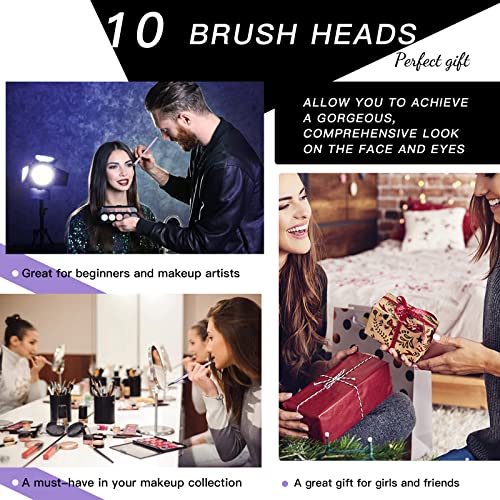 Makeup Brush Set 10 Make Up Brushes Set Professional Foundation Brush Synthetic Bristles Concealer Eyebrow Eyelash Spool Eyeshadow Eyeliner Powder Liquid Cream Blusher Brush with Make Up Brushes Pouch