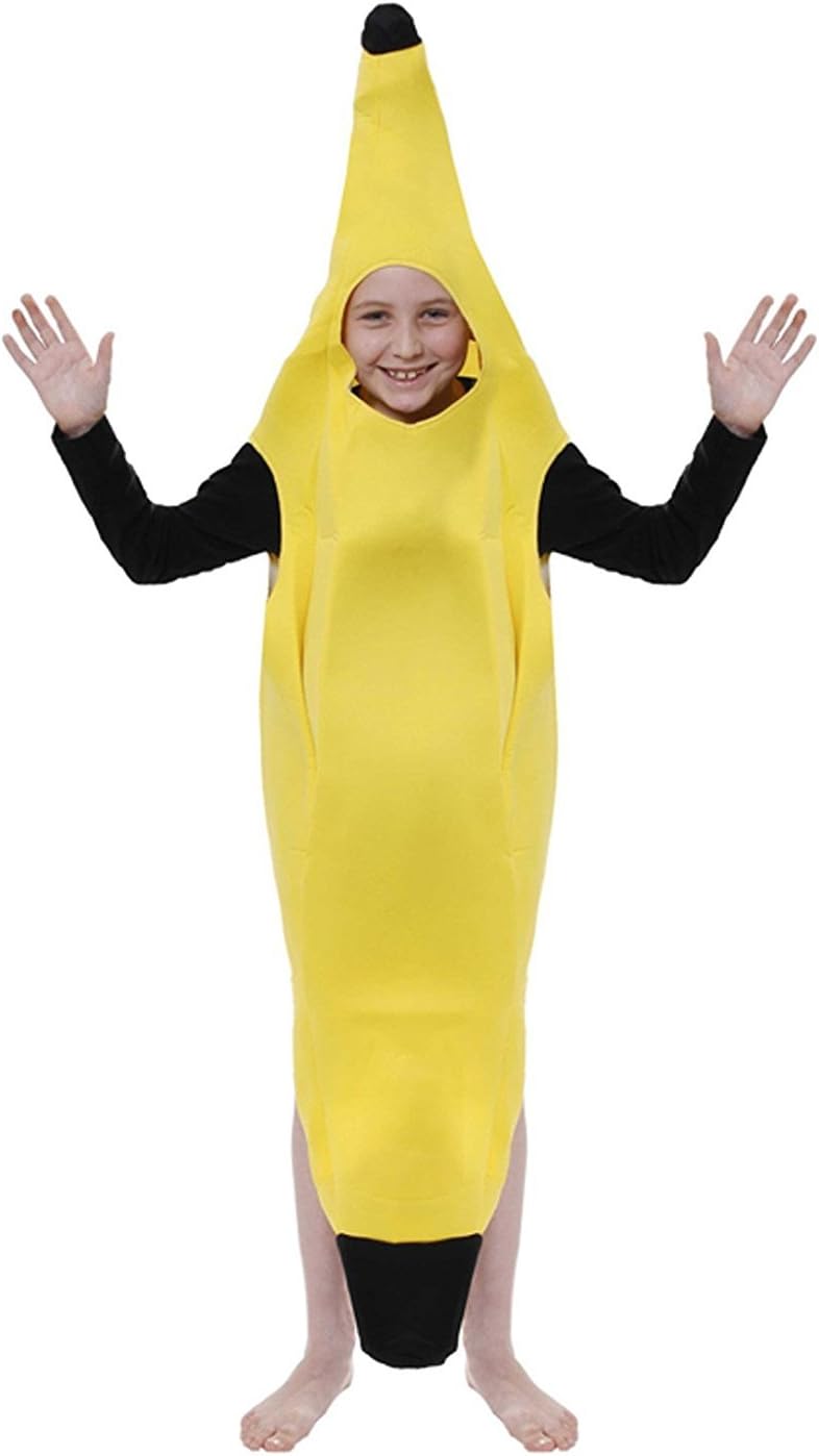 HENBRANDT Children's Banana Costume - Hilarious Fruit Fancy Dress Outfit for Kids Age 4-6 Years, Bright Yellow Soft Bodysuit Party Carnival Halloween Accessory