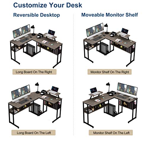 Ruitta Reversible Computer Corner Desk 58" L Shaped Desk, Corner Gaming