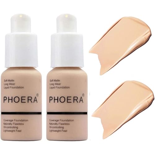 2 Pcs Soft Matte Full Coverage Liquid Foundation Brighten Highlighting Matte Oil Control Concealer Facial Blemish Concealer Color Changing Foundation for Women Girls, 2 Pack Nude #102