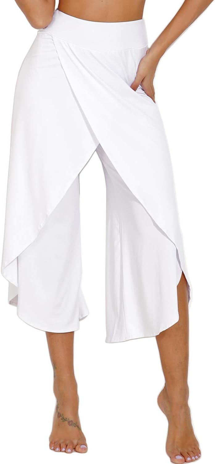 Womens Ruffled Wide Legs Palazzo Pants High Waist Comfy Casual Lounge Pants for Summer