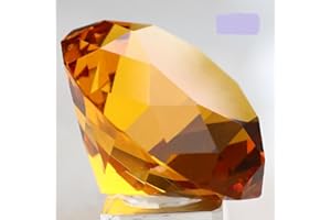 Yiasangly 60mm Crystal Glass Diamond Shaped Decoration, Crystal Diamond Paperweight Jewelry for Home Office Decor, Wedding Centerpieces Decoration, Valentine's Day Gift - Amber