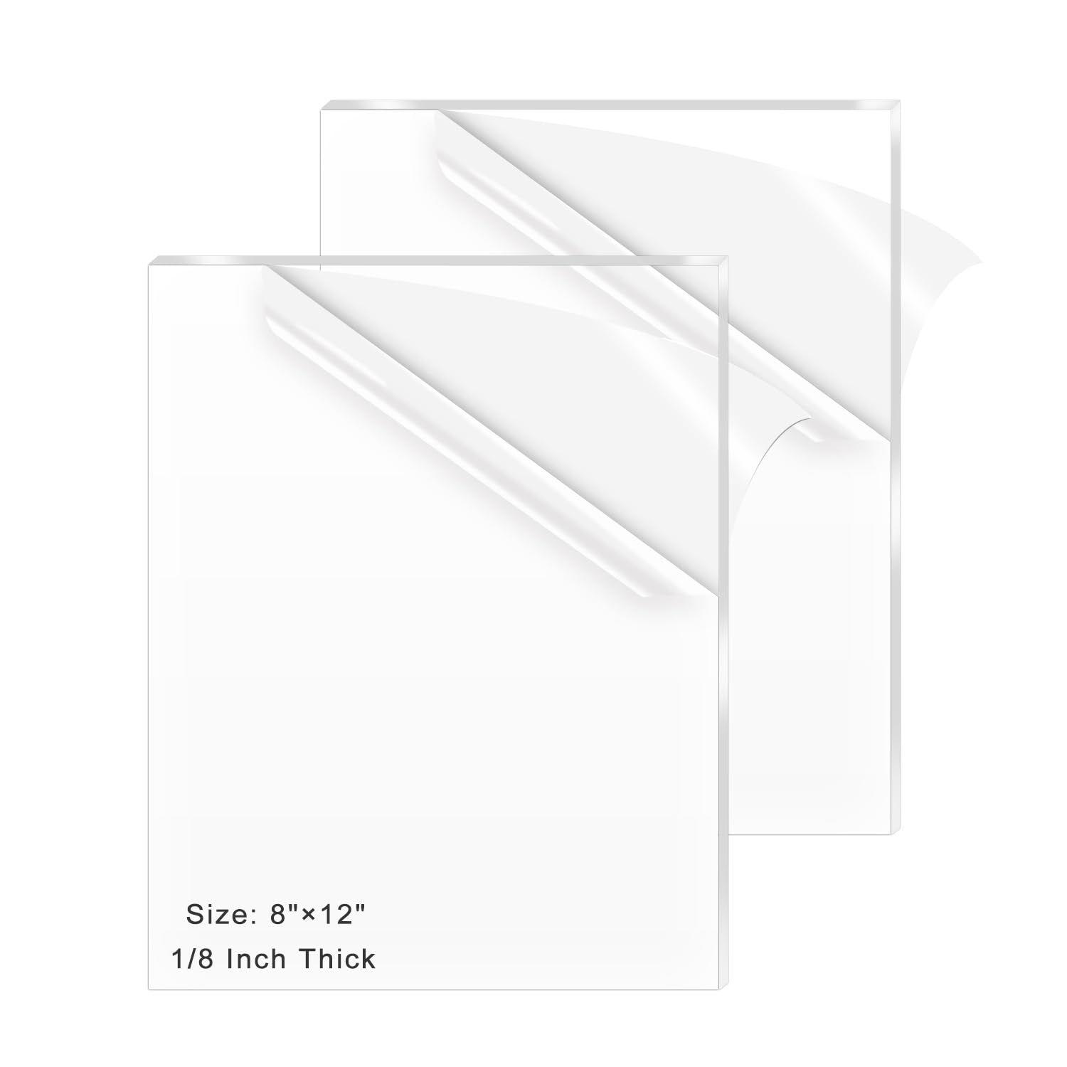 Photo 1 of 2 Pack 8x12 Inch Acrylic Sheet 1/8" Thick, Cast Acrylic Sheet, Clear Plexiglass Sheets, for Craft Projects, Display Cases, Signs, Photo Frame