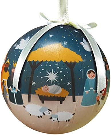 Decoupage Starlight Nativity Christmas Ornament with Ribbon Hanger, Pack of 6, 3 Inch