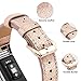 Simpeak Leather Band Compatible with Fitbit Charge 2, Genuine Leather Wristband Strap Replacement for Fitbit Charge 2, Shiny Gold Band+Rose Gold Adaptor