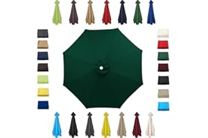 SXYHCK 8' 9' 10' Patio Umbrella Replacement Canopy For 6/8 Ribs, Market Yard Table Umbrella Replacement Top Cover, Round Replacement Parasol Canopy Cover, UV Protective Cloth For Garden Umbrella(Dark Green,8
