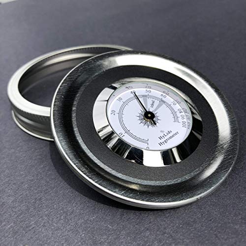 HyLids - Large Mouth - Analog - Hygrometer Lids with a true ideal range for herbs.