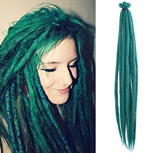 Noverlife 10 Strands 50cm/20″ Turquoise Dreadlock Extensions, Single Ended Crochet Synthetic Dreadlocks Accessories, Jamaica Punk Hip-Hop Reggae Hair Braiding Wigs Faux Locs for Fashion Men Women