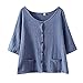 Najia Symbol Womens Casual Solid Linen Blouses Shirts