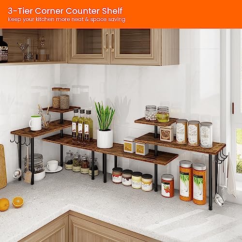 Homode Kitchen Countertop Organizer Corner Shelf, 3 Tier Bathroom