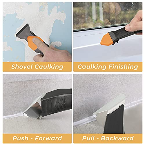 Caulking Tools, 4 in 1 Grout Scraper (Stainsteel Head) Caulk Remover