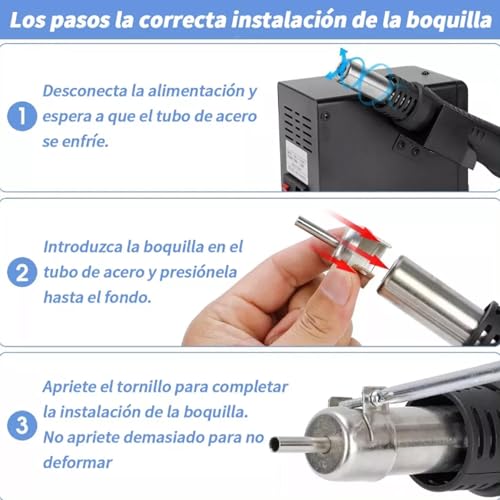 Jadeshay Estación de Soldadura 8586, Estación de Soldadura 2 en 1, 700 W, Pantalla Digital 110 V, Pistola de Aire Caliente, Herramientas con 3 Boquillas para Soldar, Desoldar y Reparar, ESD Seguro