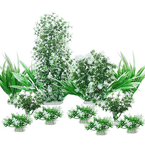 MyLifeUNIT Aquarium Artificial Plants, Plastic Daisy Flowers for Fish Tank Ornaments, Large and Mini Decor Set