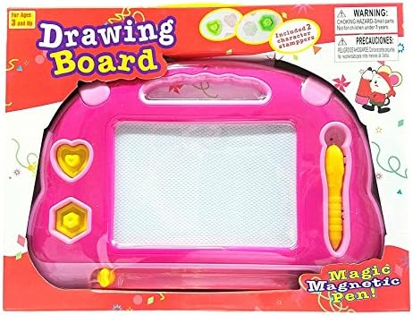 PEL Toys Magnetic Doodle Drawing Board | 2 Magnetic Stamps &amp; 1 Magnetic Pen Included with Sketching Pad [Pink]