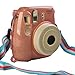SAIKA Protective Hard Case for Fujifilm for Instax Mini 9 Instant Camera - Glitter Flamingo Pink. With Adjustable Shoulder Strap