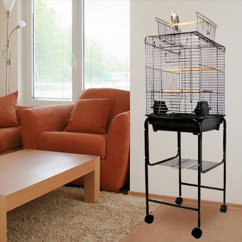 Kiko Kondo Playtop Bird Cage with Stand – 16″ W x 16″ D x 51″ H – White