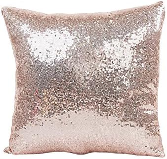 langti Direct 40 x 40cm Sequin Glitter Throw Pillow Cushion Cover Home Sofa Bed Decor Decoration tool (Rose Gold)